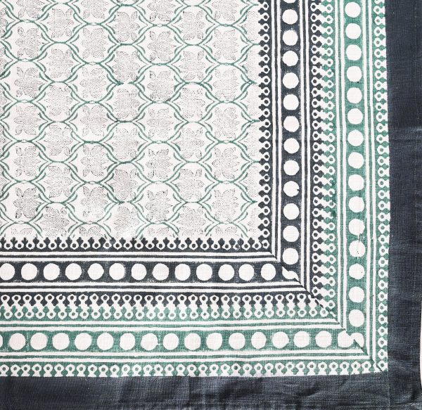 Azureous Lotus Block Printed Table Cover - Image 4