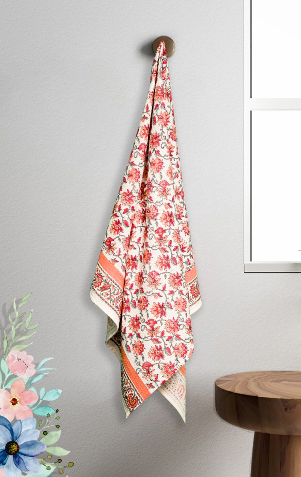 Queen Crape Myrtle Block Printed Bath Towel