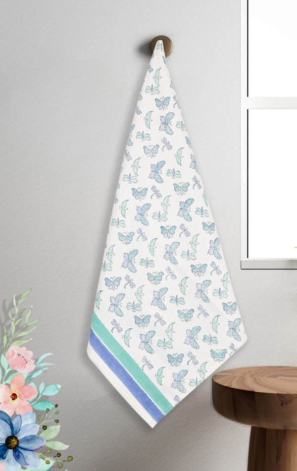 Blue Marsh Fritillary Block Printed Kids Bath Towels