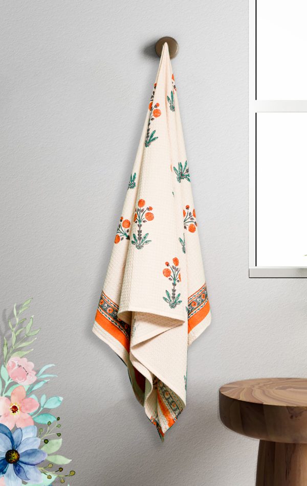 Mariegold Block Printed Bath Towel
