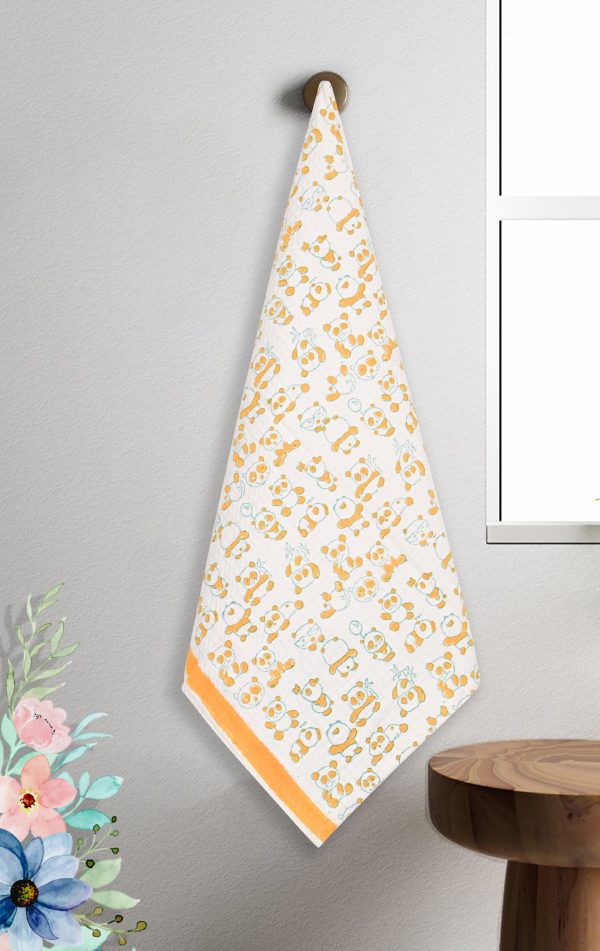 Yellow Rambo Block Printed Kids Bath Towels