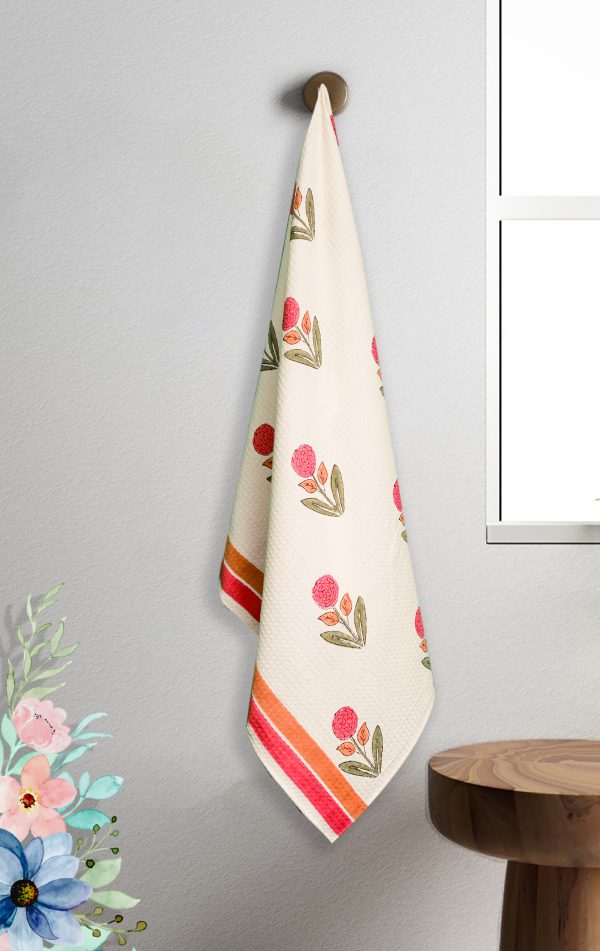 Poppy Block Printed Bath Towel