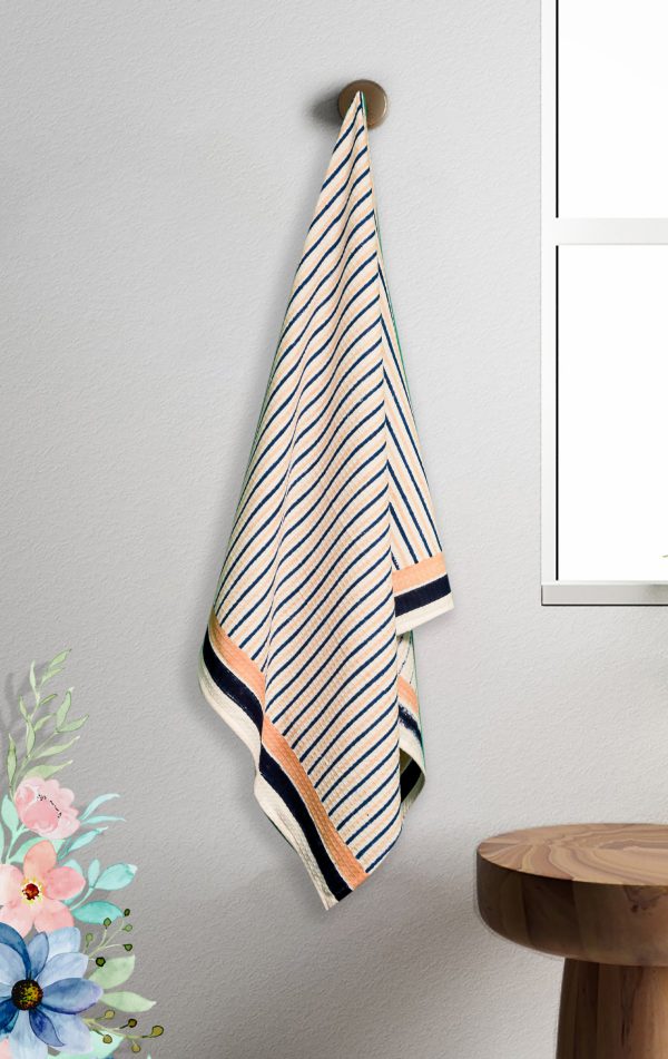 Lingering Blue Block Printed Bath Towel
