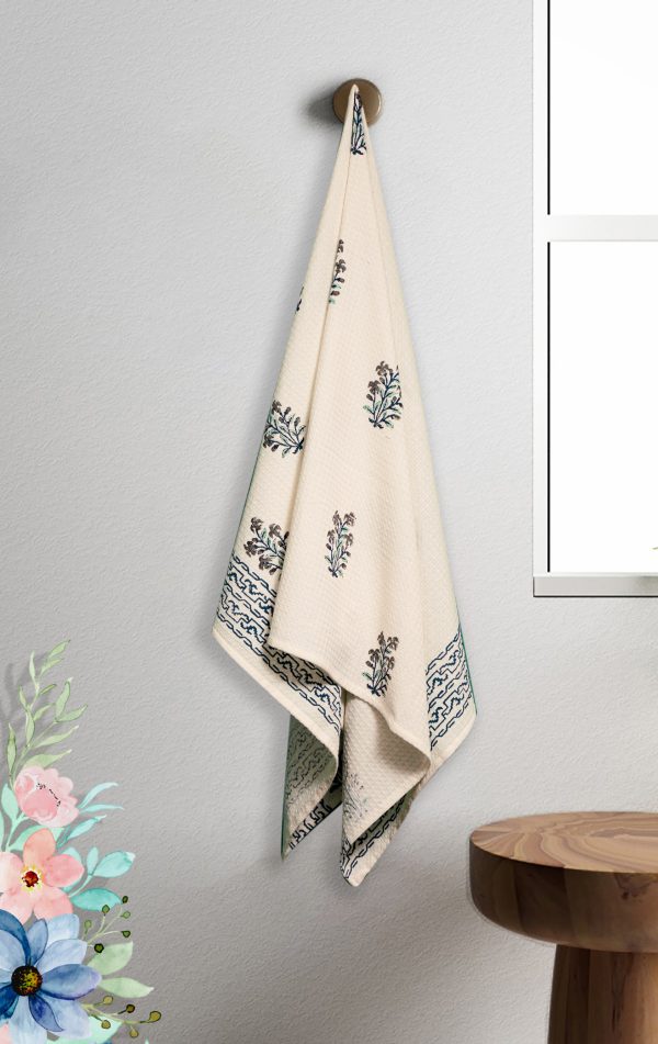 Blue False Indigo Block Printed Bath Towel