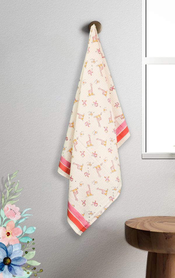 Pink Boogie Hand Block Printed Kids Bath Towels