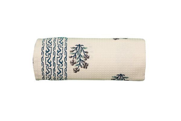 Blue False Indigo Block Printed Bath Towel - Image 3