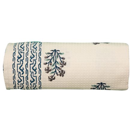 Blue False Indigo Block Printed Bath Towel - Image 3