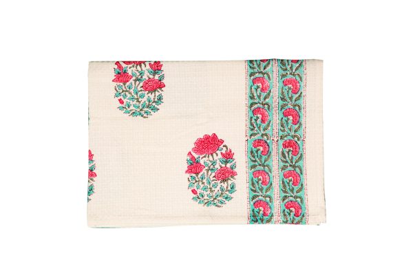 Pink Rose Block Printed Bath Towel - Image 5
