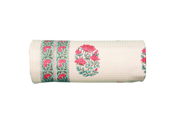 Pink Rose Block Printed Bath Towel - Image 4