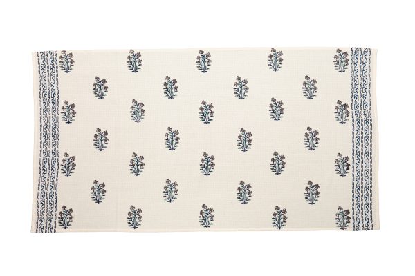 Blue False Indigo Block Printed Bath Towel - Image 2