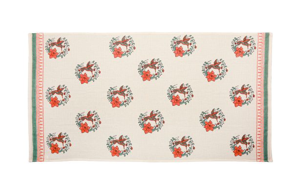 Creeper Flowers Block Printed Bath Towel - Image 2