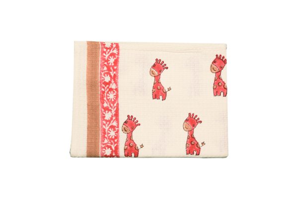 Red Safari Block Printed Kids Bath Towels - Image 2