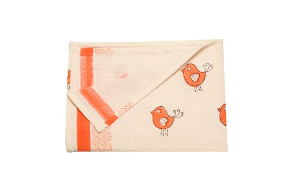 Orange Robin Hand Block Printed Kids Bath Towels - Image 4