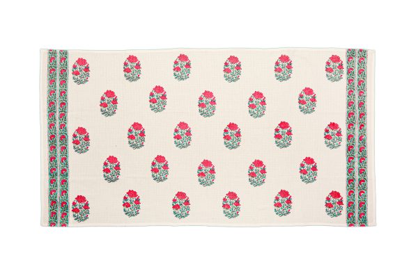 Pink Rose Block Printed Bath Towel - Image 2