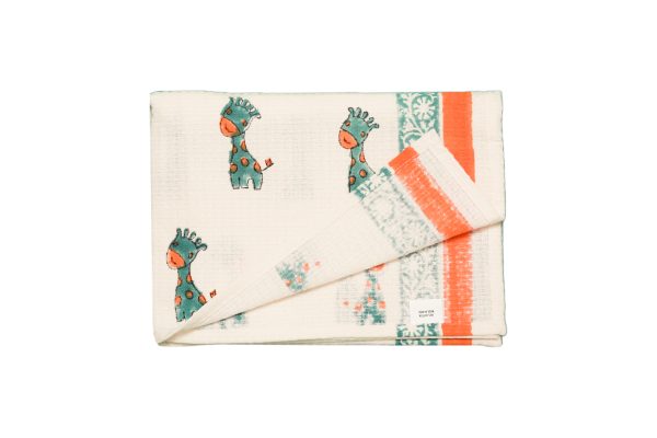 Green Safari Hand Block Printed Kids Bath Towels - Image 4