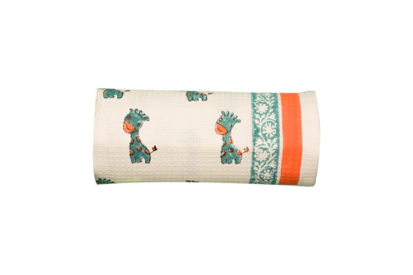 Green Safari Hand Block Printed Kids Bath Towels - Image 2