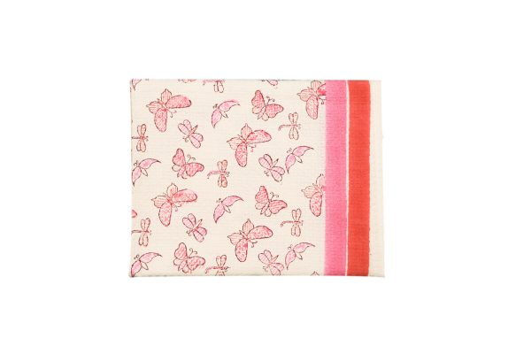 Pink Marsh Fritillary Hand Block Printed Kids Bath Towels - Image 2
