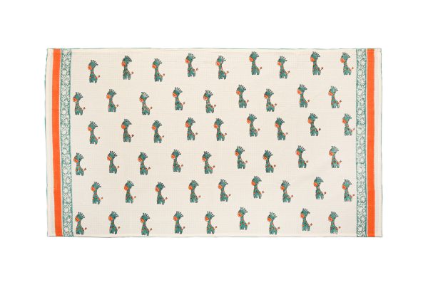 Green Safari Hand Block Printed Kids Bath Towels - Image 3