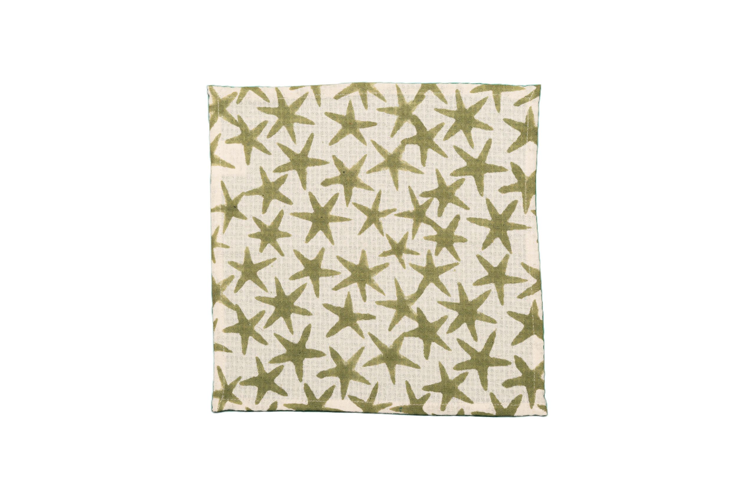 Green Alpha Star Block Printed Face Towels - Image 2