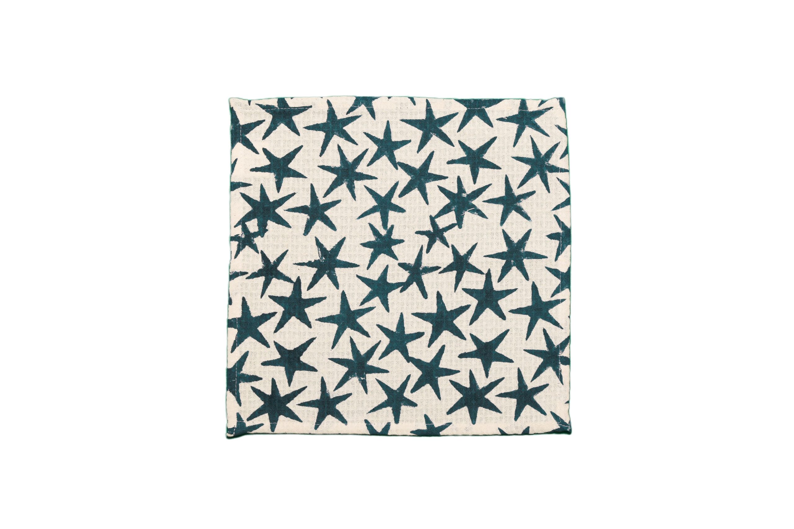 Blue Alpha Star Block Printed Face Towels - Image 2