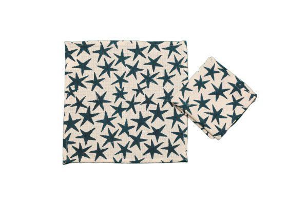 Blue Alpha Star Block Printed Face Towels