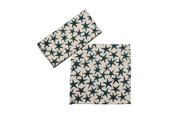 Blue Alpha Star Block Printed Face Towels - Image 2