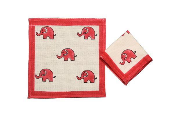 Pink Dumbo the Elephant Block Printed Face Towels