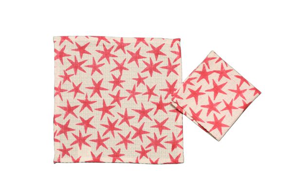 Pink  Alpha Star Block Printed Face Towels