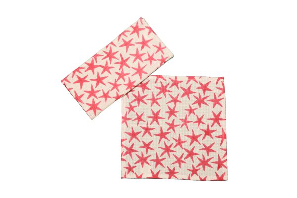 Pink  Alpha Star Block Printed Face Towels - Image 2