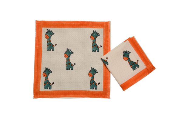 Green Safari Block Printed Face Towels