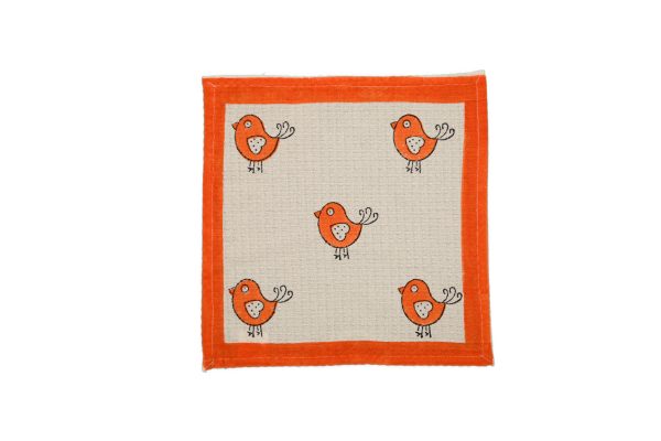 Orange Robin Block Printed Face Towels - Image 3