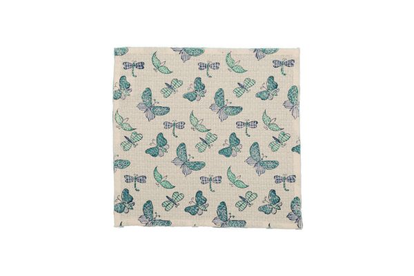 Blue Marsh Fritillary Block Printed Face Towels - Image 3