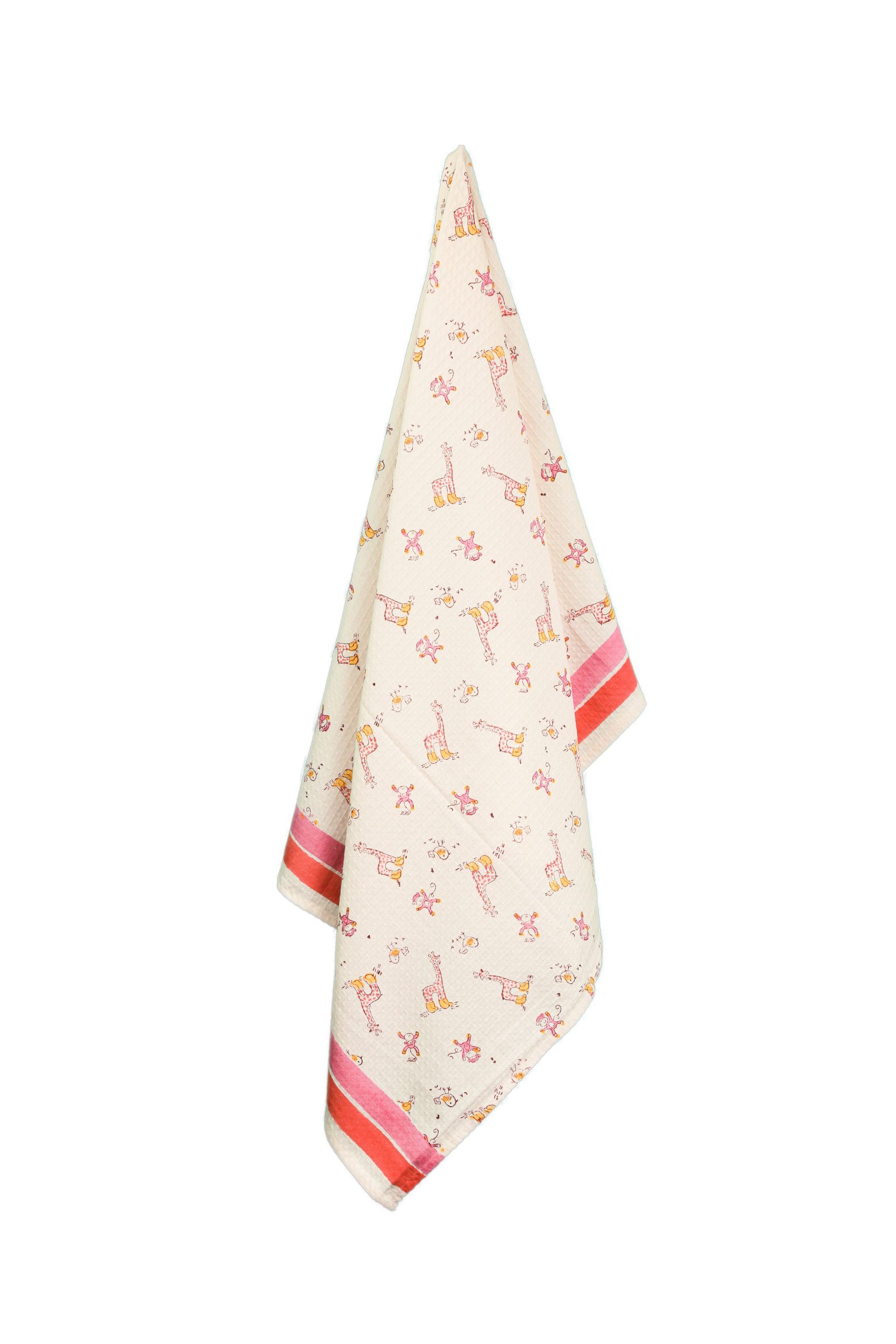 Pink Boogie Hand Block Printed Kids Bath Towels