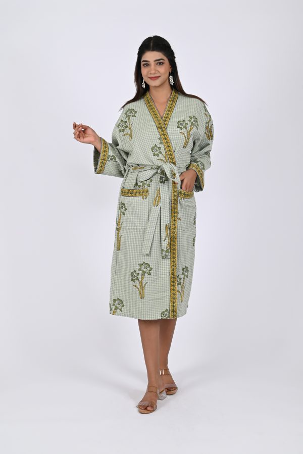 Tulip Block Printed Bathrobe