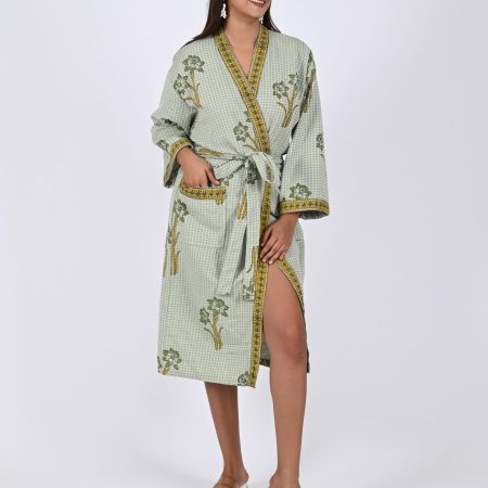 Tulip Block Printed Bathrobe - Image 2