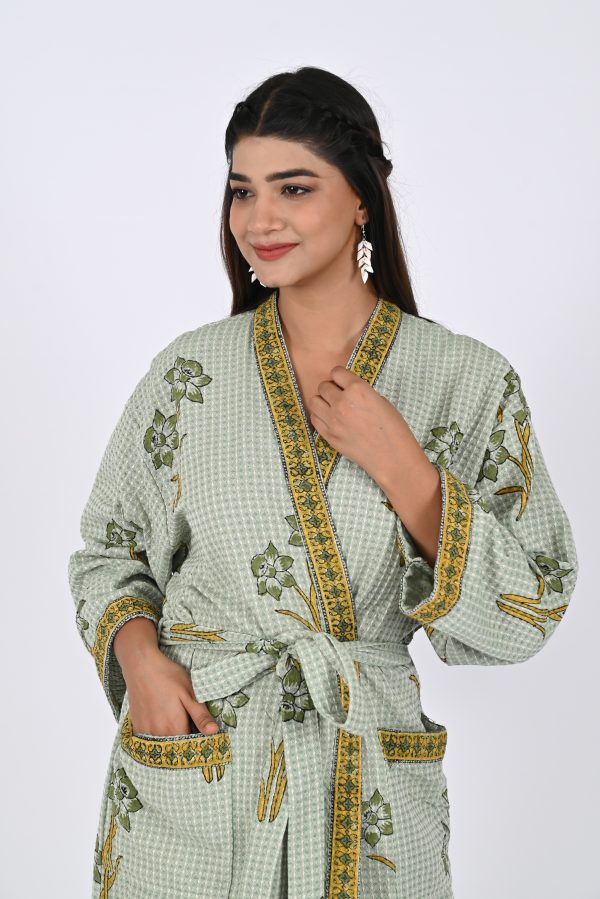 Tulip Block Printed Bathrobe - Image 3