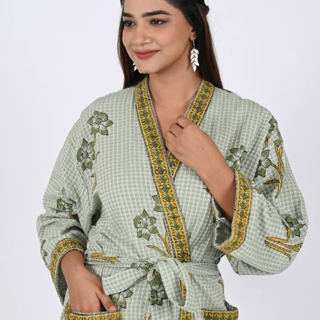 Tulip Block Printed Bathrobe - Image 3