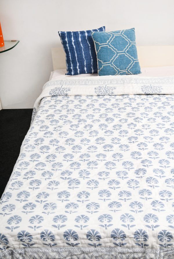 Euphorbia Block Printed Cotton Quilt - Image 3