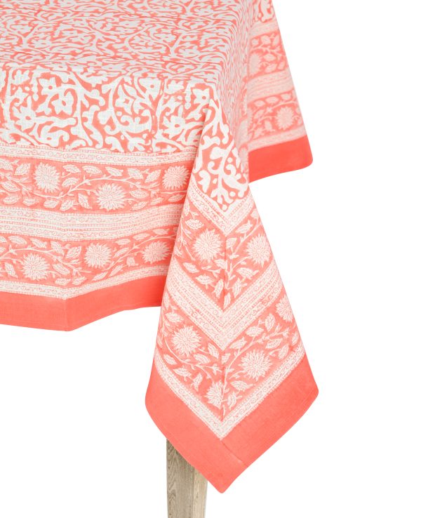 Orange Lamium maculatum Block Printed Table Cover - Image 2