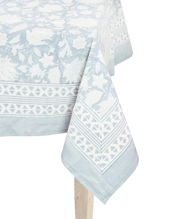 Blue PrimrRose Block Printed Table Cover - Image 2