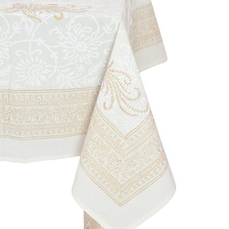 Softly Lit Gold Block Printed Table Cover - Image 2