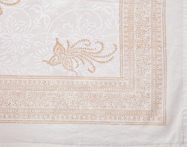 Softly Lit Gold Block Printed Table Cover - Image 3