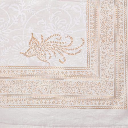 Softly Lit Gold Block Printed Table Cover - Image 3