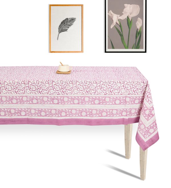 Pink Lamium maculatum Block Printed Table Cover