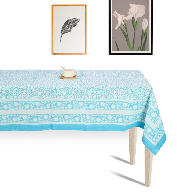 Blue Lamium maculatum Block Printed Table Cover