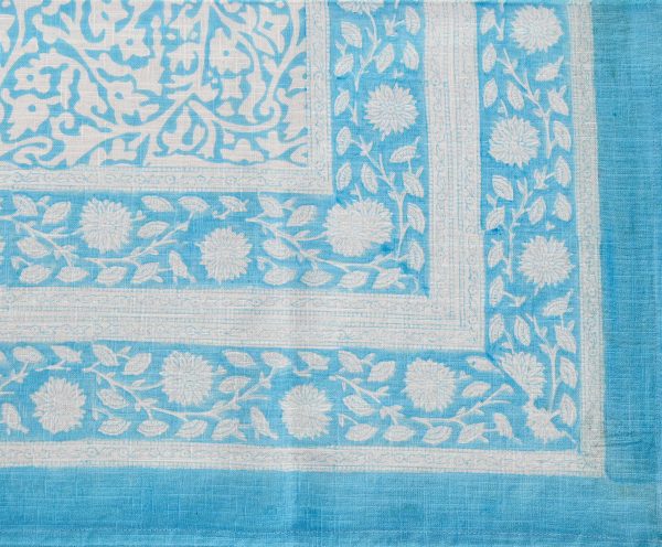 Blue Lamium maculatum Block Printed Table Cover - Image 4