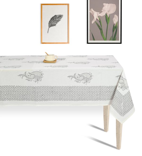 Silhouette Gray Block Printed Table Cover