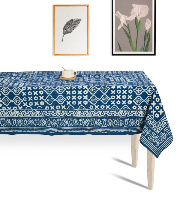 Benedict Blue Block Printed Table Cover