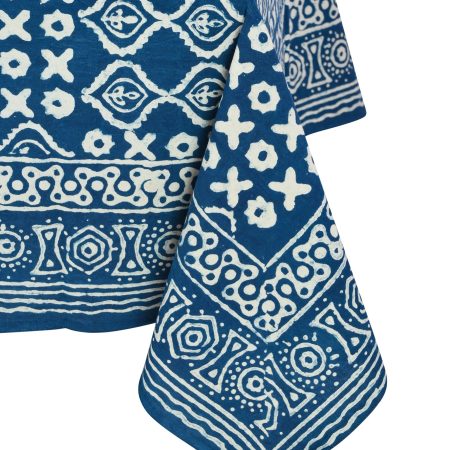 Benedict Blue Block Printed Table Cover - Image 2