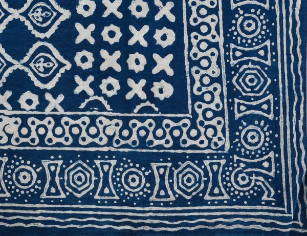 Benedict Blue Block Printed Table Cover - Image 3